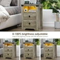 thumbnail image 6 of Nightstand with Charging Station, Farmhouse Nightstand with LED Lights, Modern Rustic Side Table with 2 Storage Drawers, Wooden End Table for Bedroom, Light Rustic Oak, 6 of 14