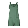 thumbnail image 4 of Plus Size Rompers and Jumpsuits Teens Girls Solid Jumpsuits Spaghetti Strap Sleeveless Loose Romper Short Pants Summer Casual Overalls Pants with Pocket, 4 of 4