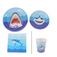 thumbnail image 2 of EeaseCA 69Pcs Shark Theme One-off Tableware Set Creative Delicate Cutlery Set for Party 8Pcs 7 inches Plates 8Pcs 9 inches Plates 8Pcs Paper Cups 20Pcs Paper 25Pcs Straws, 2 of 7
