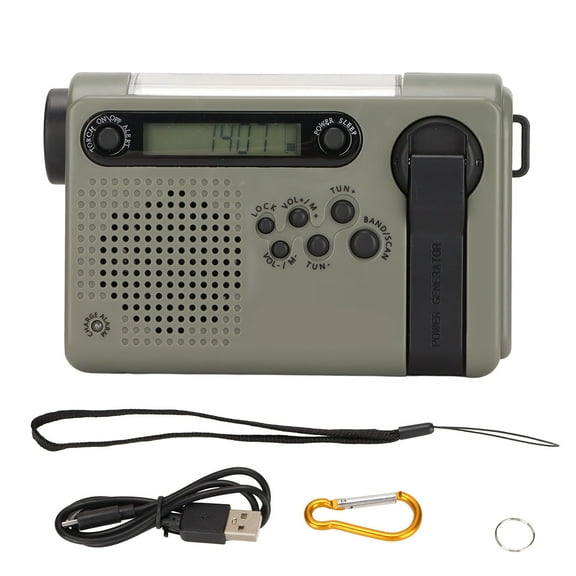 Emergency Radio Portable SOS Alarm Large Memory Capacity FM AM SW Solar Charging Full Band RadioBlack Green