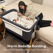 HARPPA 3 in 1 Baby Bassinet Bedside Sleeper, Height Adjustable, Easy Folding, Gray