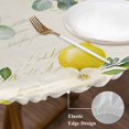 thumbnail image 3 of Watercolor Lemon Round Tablecloth, Fitted Table Cover with Elastic for 36"-44" Round Tables, Eucalyptus Leaf Fruit Yellow Flower Table Cloth Outdoor Indoor Dinning Party Waterproof Tablecloths, 3 of 7