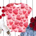 thumbnail image 1 of Fiudx Ofertas Flash Del Día Solo En Línea Moda Mujer San Valentín Casual Manga Corta Cuello Redondo Impreso Señoras Tops Blusa, 1 of 4