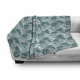 thumbnail image 2 of Tropical Soft Flannel Fleece Blanket, Continued Layout of Palm Leaves Jungle Coconut Monstera Summer Artwork, Cozy Plush for Indoor and Outdoor Use, 50" x 70", Dark Teal and Purple, by Ambesonne, 2 of 5
