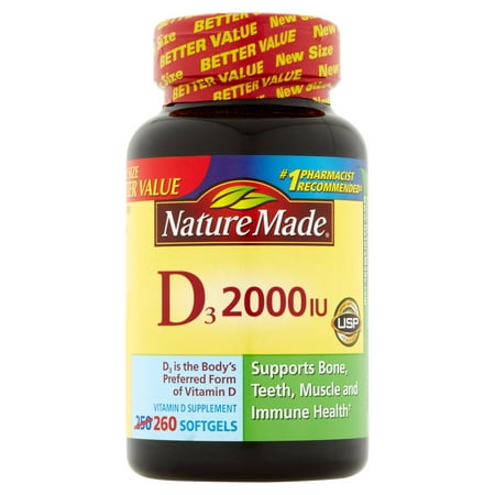 Nature Made La vitamine D3 Gélules Complément alimentaire, 2000 UI, 260 count