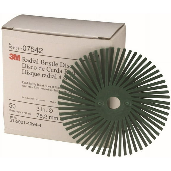 Scotch-Brite Radial Bristle Disc, 3 in x 3/8 in 50, 4 per case