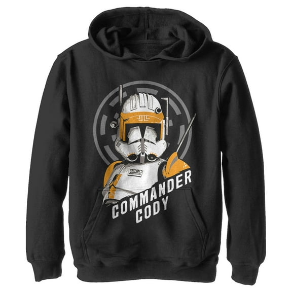 Boy's Star Wars: The Clone Wars Commander Cody Bust Logo Pull Over Hoodie Black Small