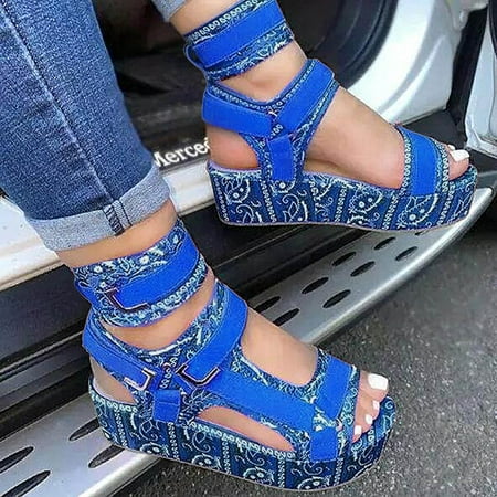 

〖Yilirongyumm〗 Blue 40 Sandals Women Indoor Shoes Fashion Casual Outdoor Sandals Breathable Thick-Soled Women s Sandals