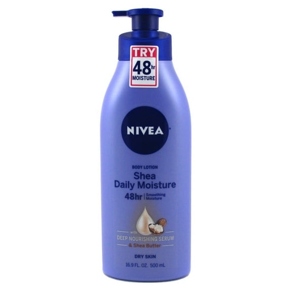 Nivea Lotion Shea Daily Moisture 16.9 Ounce Pump 48Hr (500ml) (Pack of 3)