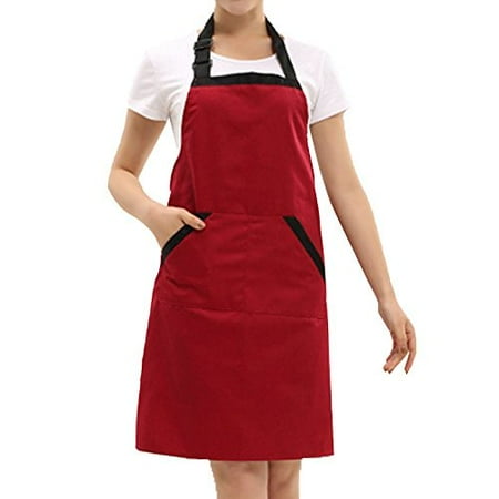 - Novo Waterproof Working Chef Apron Polyester Cotton with Pockets Garden Apron 28-Inchx26-Inch (Red) for Working,Gardening,Kicthen Cooking,Harvest,Coffee Shop