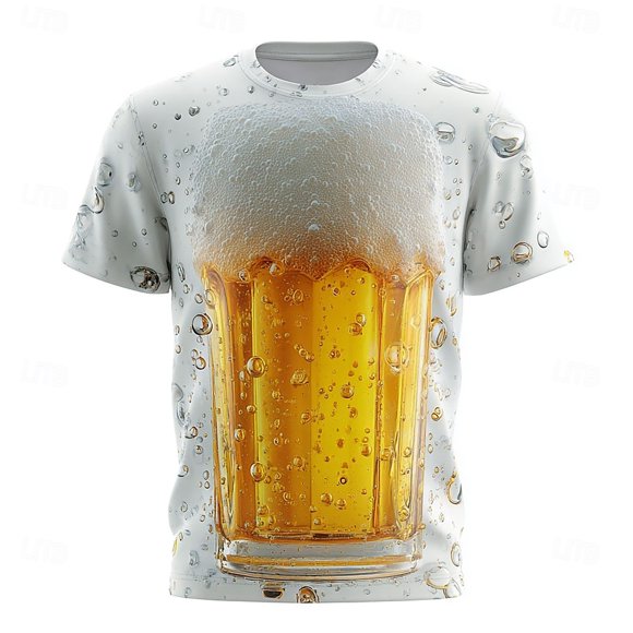 European And Beer Festival Men's Casual Loose And Refreshing Festival Features Beer Printing Round Neck Short Sleeved T Shirt