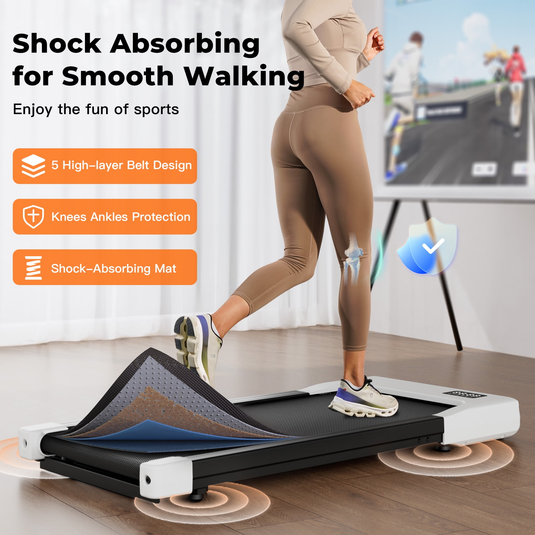 SSPHPPLIE Walking Pad, 15.75"*34.84" Walking Area, Under Desk Treadmill with Remote Control, Walking and Jogging for Home/Office(White)
