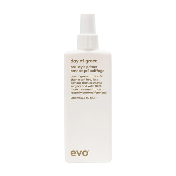 EVO Day of Grace Pre-Style Primer - Spray protector contra el calor sin enjuague - Hidrata, desenreda y suaviza el cabello - Tamaño de viaje 50ml / 1.7fl.oz
