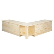 Linon Troyin Rustic Backless Corner Nook with Storage in Solid Unfinished Pine