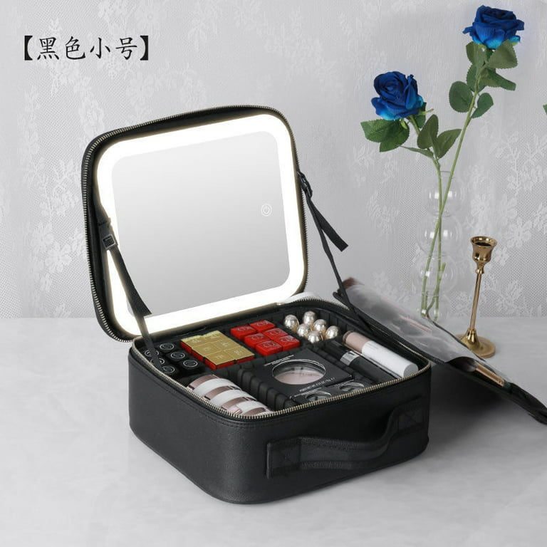 Smart LED Cosmetic Case with Mirror Cosmetic Bag Travel Makeup