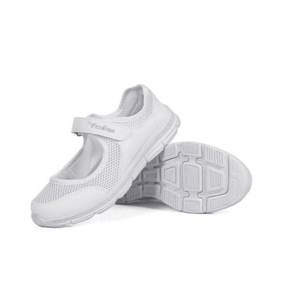 Women's Casual Walking Sneakers Lightweight Breathable Flat Mary Jane Shoes Extra Wide Diabetic Edema Shoes with Fully Adjustable Closures Easy On/Off, Air Cushion for Elderly Swollen Feet Outdoor