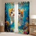 thumbnail image 2 of Erosebridal Kawaii Cat Curtains and Drapes (38x45), Underwater World 30%-50% Blackout Curtains for Bedroom, Colorful Coral Decor, 2 of 6