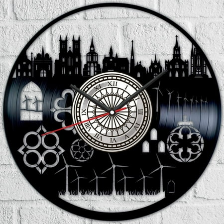 Architecture Vinyl Record Wall Clock Retro style Wall clock Silent Home Decor Unique Art Special Home Accessories Creative Personality Gift