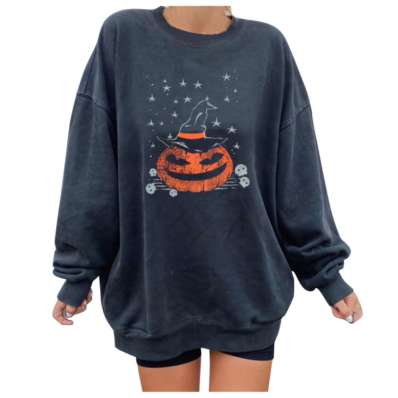 Womens Pumpkin Shirt Plus Size Halloween Hoodies Long Sleeve Sweatshirt with Pockets Patchwork Pullover Hoodie