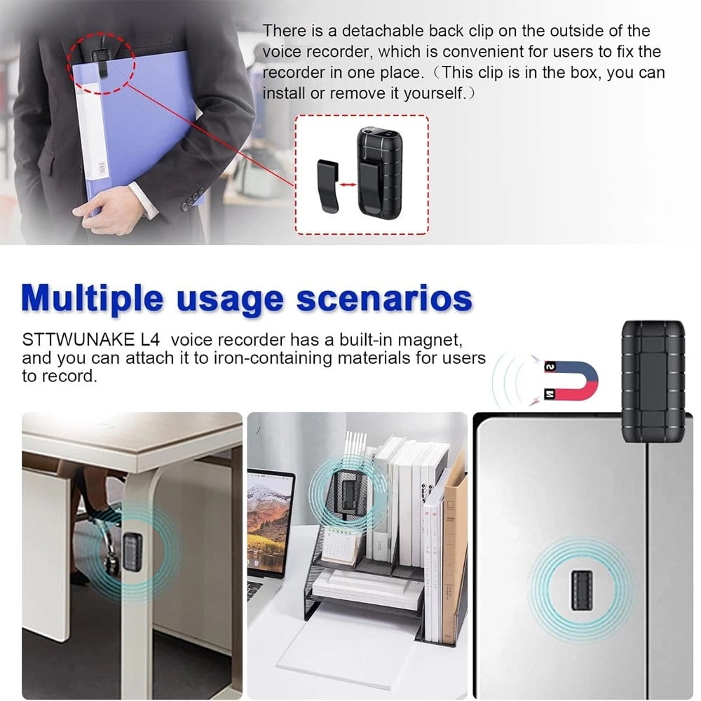 1 PCS Mini Spy Voice Activated Recorder Digital Audio Magnetic 64GB MP3 Player