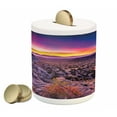 thumbnail image 1 of Nature Piggy Bank, Surreal Sunrise Sky Horizon over the Mountain Valley National Monument Dusk Print, Ceramic Coin Bank Money Box for Cash Saving, 3.6" X 3.2", Purple Blue, by Ambesonne, 1 of 4
