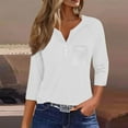 thumbnail image 2 of ZJXFGS Womens' Tops, Tees & Blouses Blouses for Women Casual Womens Workout Tops Blouses for Women Dressy Casual Womens 3/4 Sleeve Tops and Blouses Womens Blouses Dressy White L, 2 of 5