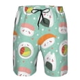 thumbnail image 4 of Kll Kawaii Sushi Men'S Casual Summer Beach Shorts Hawaiian Shorts With Pockets-Large, 4 of 9