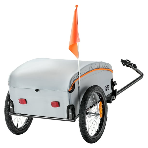 Vevor Bike Cargo Trailer 100 Lbs Load Capacity Heavy Duty Bicycle Wagon Cart Foldable Compact Storage With Universal Hitch Waterproof Cover 16 W
