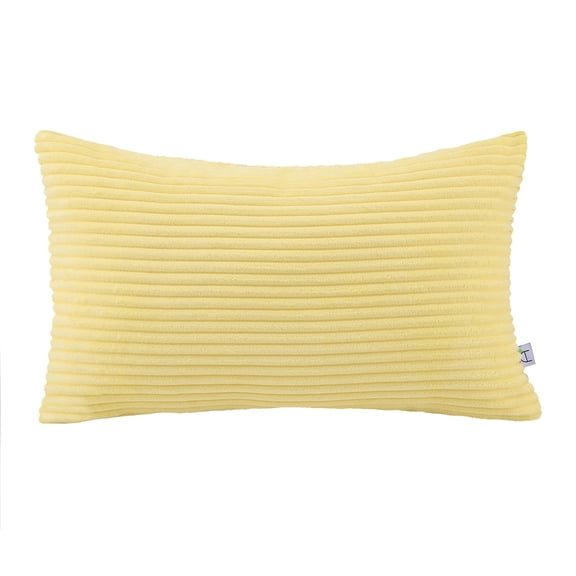Soft Corduroy Striped Velvet Rectangle Decorative Throw Pillow Cusion For Couch, 12" x 20", Yellow, 1 Pack