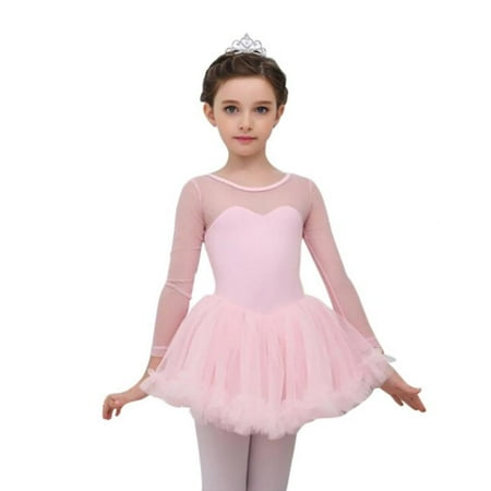 

Bullpiano Ballet Dress Gymnastics Leotards for Girls Long Sleeves Ballet Dance Class Pink Bow Pattern Ballet Leotard For Girl Ballerina