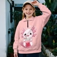 thumbnail image 2 of Uorisanigo Girls Oversized Sweatshirts Milk Tea Axolotl Half Zip Pullover Sweatshirt Casual Long Sleeve Pullover Top Fall Fashion Outfits Clothes Quarter Zip Hoodies Athletic Tops, 2 of 7