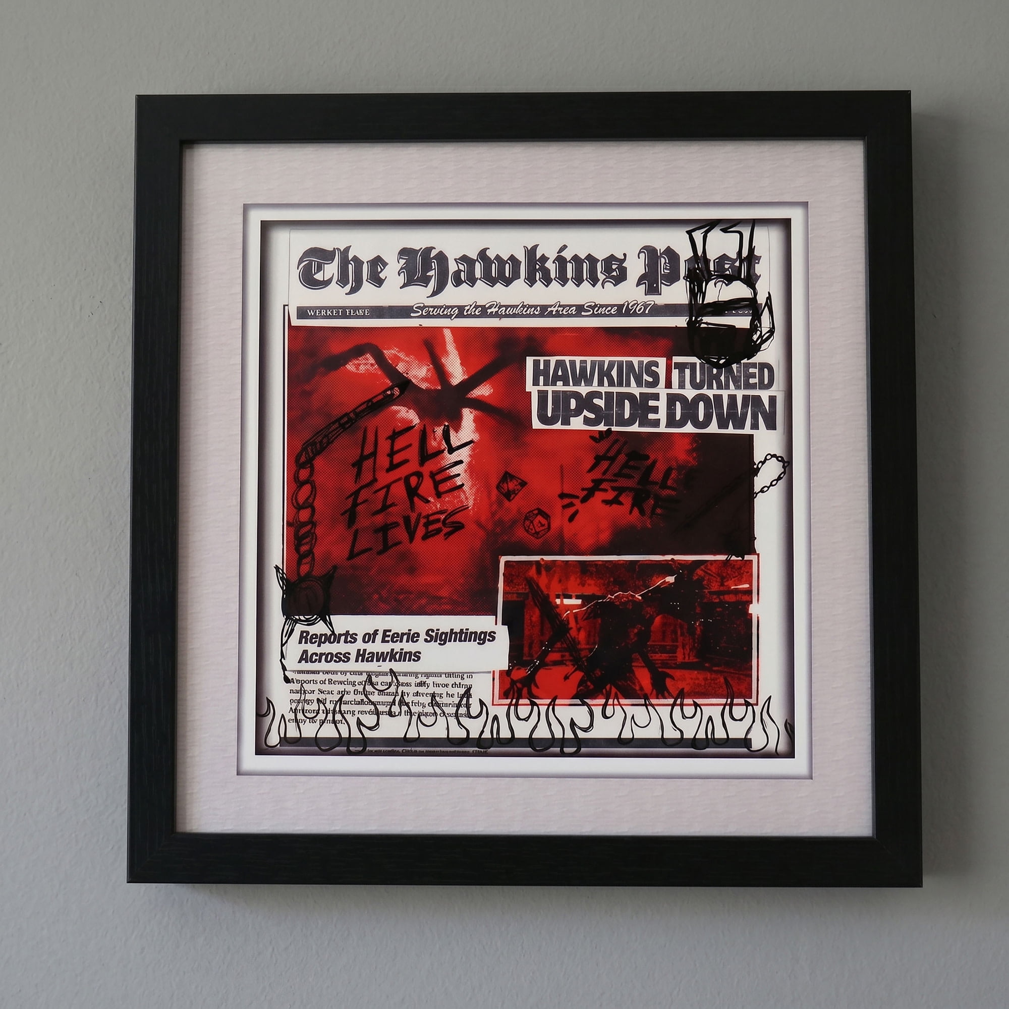 Pyramid America: Stranger Things: The Hawkins Post - 12x12 Faux Matted Framed Print - Plexi, Series Artwork, Licensed Netflix Wall Decor, Collectible