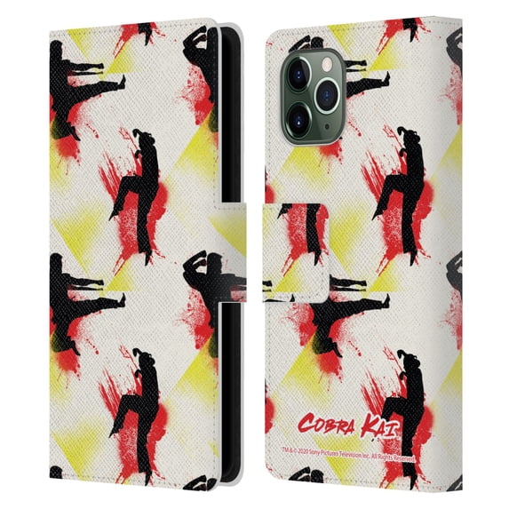 Head Case Designs Officially Licensed Cobra Kai Graphics Kick Pattern Leather Book Wallet Case Cover Compatible with Apple iPhone 11 Pro