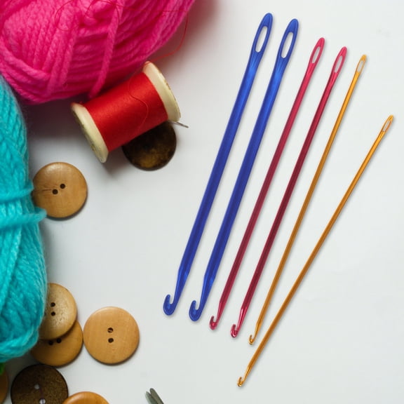 CRILSTYLEO 6-Piece Extra Crochet Hooks Set in Assorted Colors for Kids and Beginners Needlework Projects