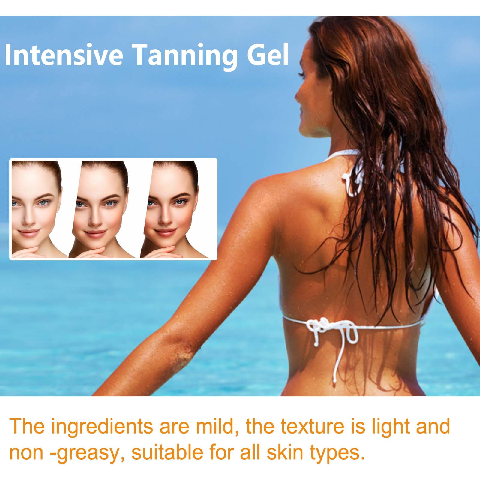Alvantor Intensive Tanning Gel Sunless Bronzer Natural Dark Tanning Accelerator Moisturizing Body Lotion, 5.29oz