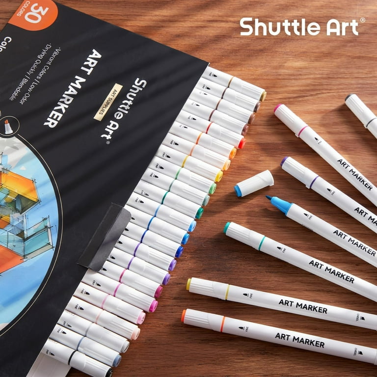 2 pack) 30 Colors Dual Tip Art Markers,Shuttle Art Marker Pens for