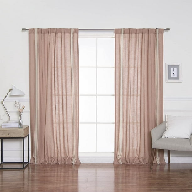 Quality Home Linen Blend Reverse Triple Stripe Curtains - Rod Pocket ...