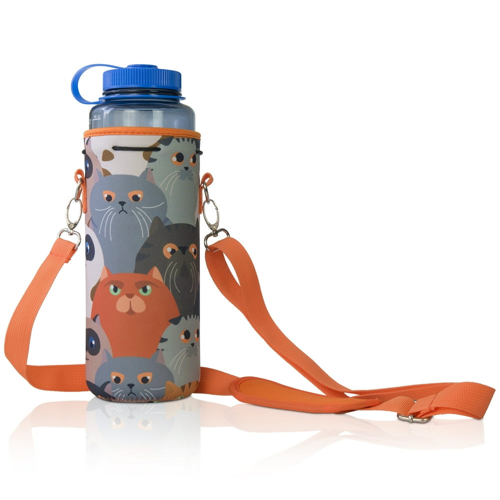 Neoprene Water Bottle Carrier Holder Insulator w/ Adjustable Shoulder