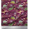 thumbnail image 1 of Soimoi Rayon Crepe Fabric Leaves,Floral & Dinosaur Jungle Fabric Prints by Yard 46 Inch Wide, 1 of 1