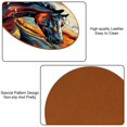 thumbnail image 5 of Horse Set of 6 Cool Round Microfiber Leather Coasters, 11x11 cm/4.3x4.3 in, Stylish Drink Mats for Home and Office Decor, 5 of 6