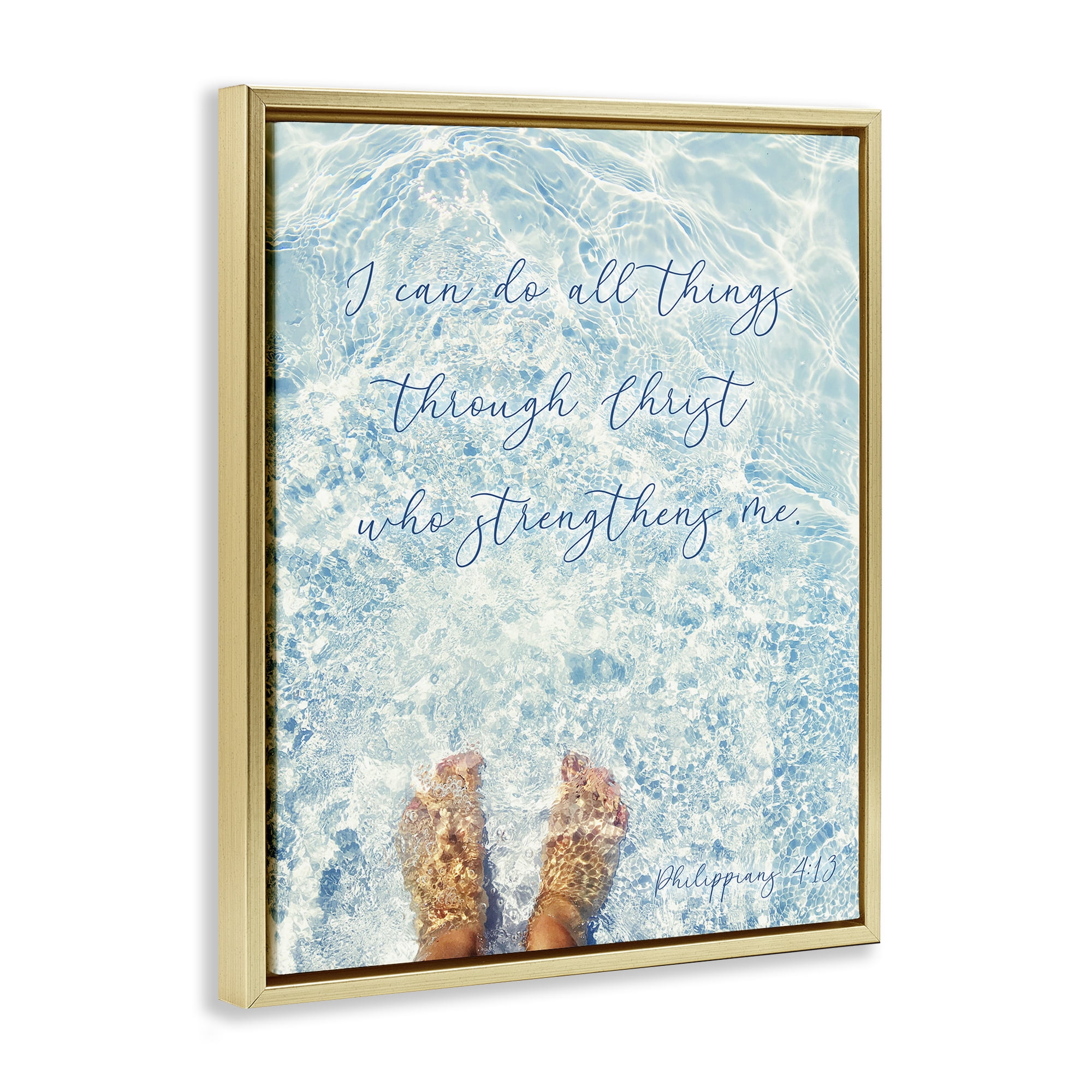 Stupell Industries I Can Do All Things Gold Framed Floater Canvas Wall Art, design by Sarah Jane