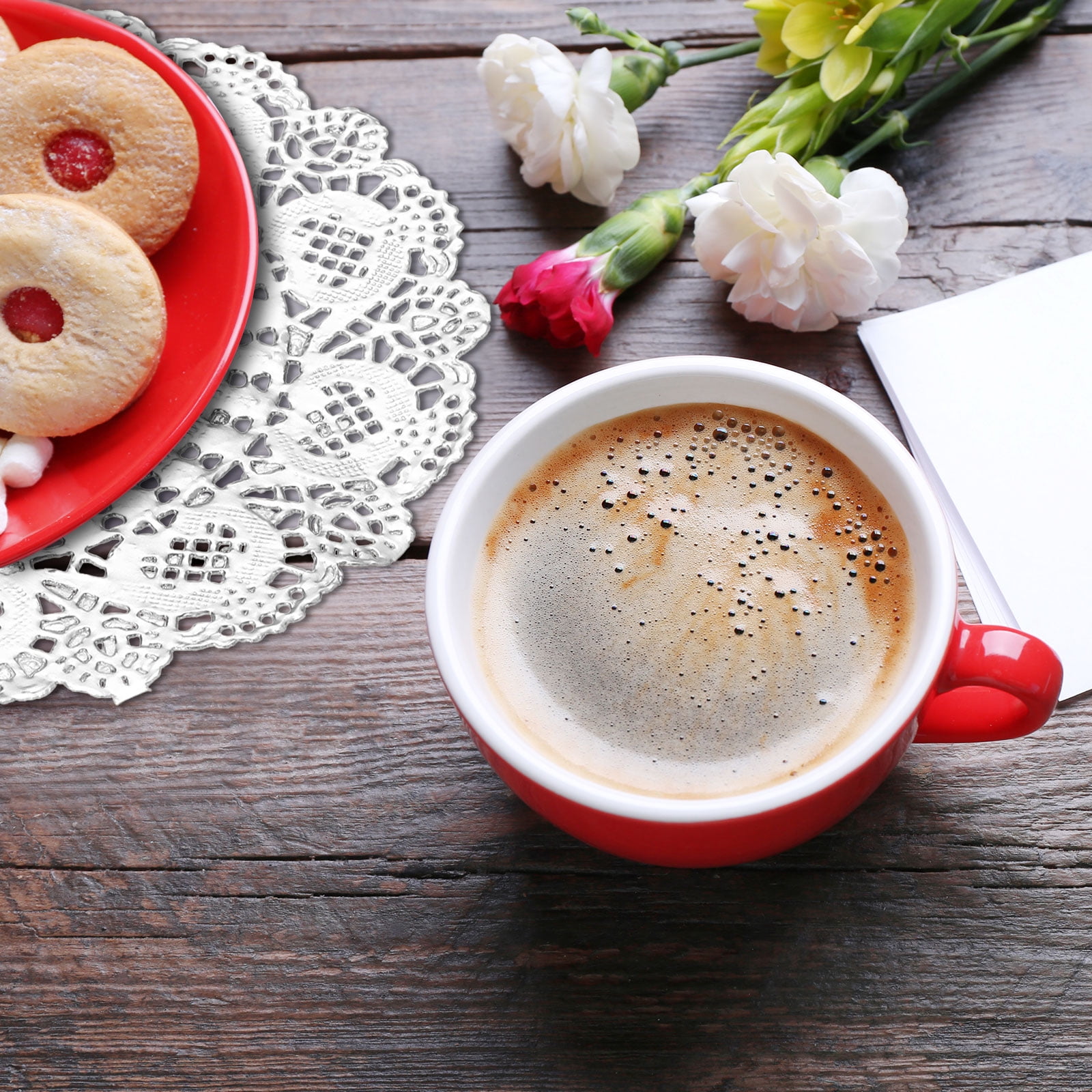 Unique Bargains 100 Pcs Round Paper Doilies 3.5 Inch Disposable Lace Doilies for Food