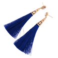 thumbnail image 1 of Pendientes de botón de cristal para mujer Pendientes colgantes de Boho con flecos y borlas vintage Azul, 1 of 9