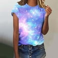 thumbnail image 3 of Women's T-shirts 2025 New Starry Sky Print Shirts Summer Short Sleeve Top Casual Round Neck Blouses Loose Pullover Tops Style 03 3XL, 3 of 5