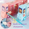thumbnail image 4 of Interactive Bus Pencil Case with Rolling Wheels(ages 6-12), Cartoon Large Capacity Pencil Box with Sharpener, Best for Birthday Gifts(Blue), 4 of 6