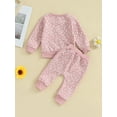 thumbnail image 5 of Baby Girls Fall Outfit 6M 12M 18M 24M 3Y Flower Print Long Sleeve Crew Neck Sweatshirt Sweatpants Fall Clothes, 5 of 10