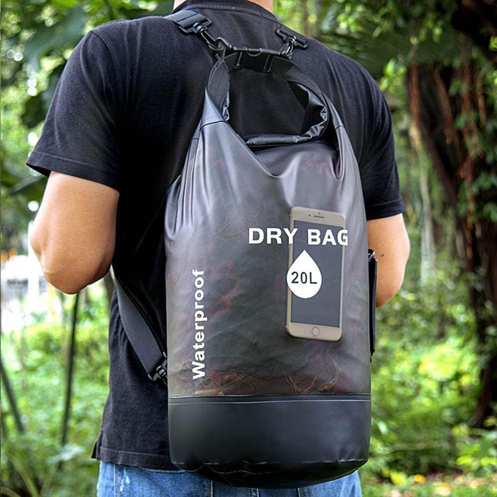 Wiher 10L/20L Waterproof Dry Bag，Dry Storage Bag Backpack with Kayaking, Beach, Rafting, Boating, Hiking, Camping and Fishing (Black)