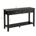 thumbnail image 2 of Gymax Table Console avec Tiroir et Tablette, Table d'Appoint à 2 Niveaux pour Sofa, Noir, 2 of 10