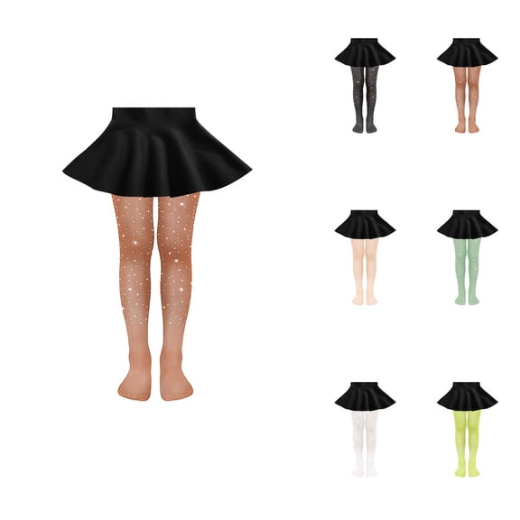 Kids Girls High Waist Mesh Tights, Medium Grid Fishnet Stockings with Cutout Design, 12-Color Hollow Out Pantyhose