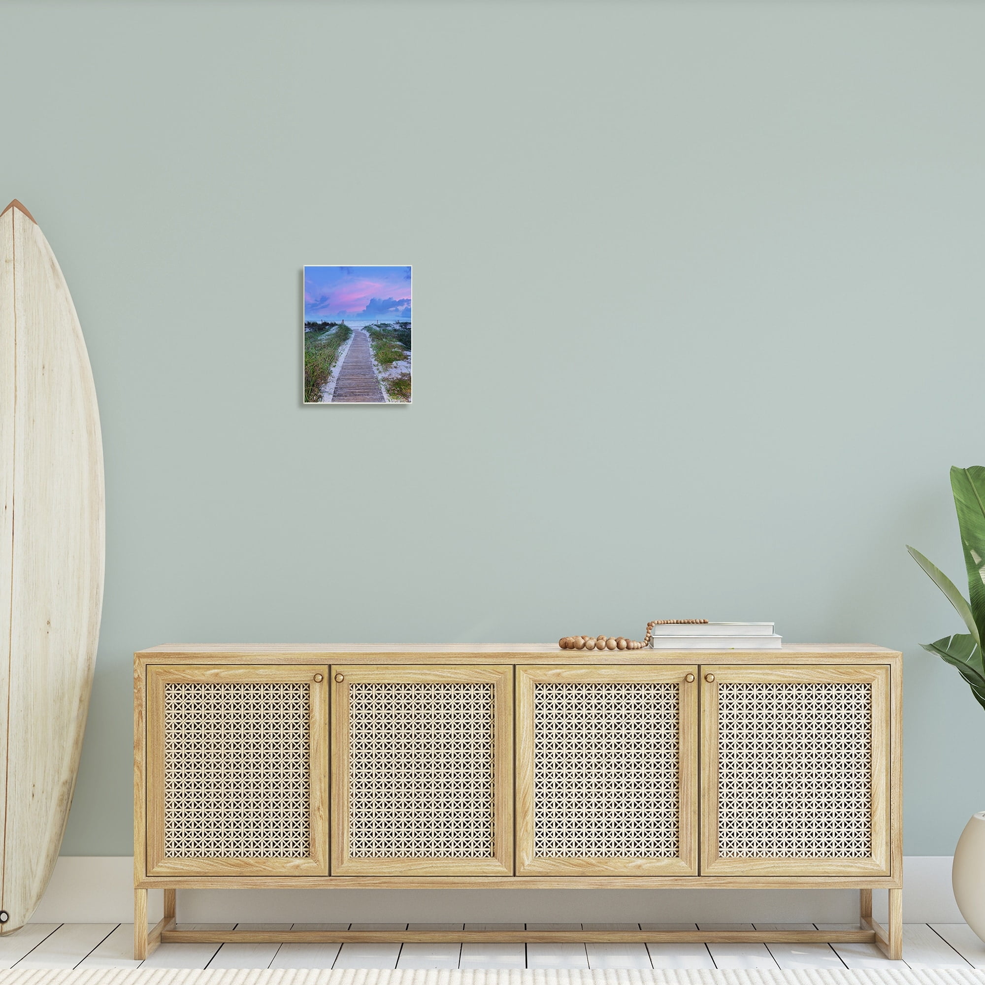 Stupell Industries Cool Beach Sunset Pink Sky Wooden Plank Path, 10 x 15,Design by Jack Reed